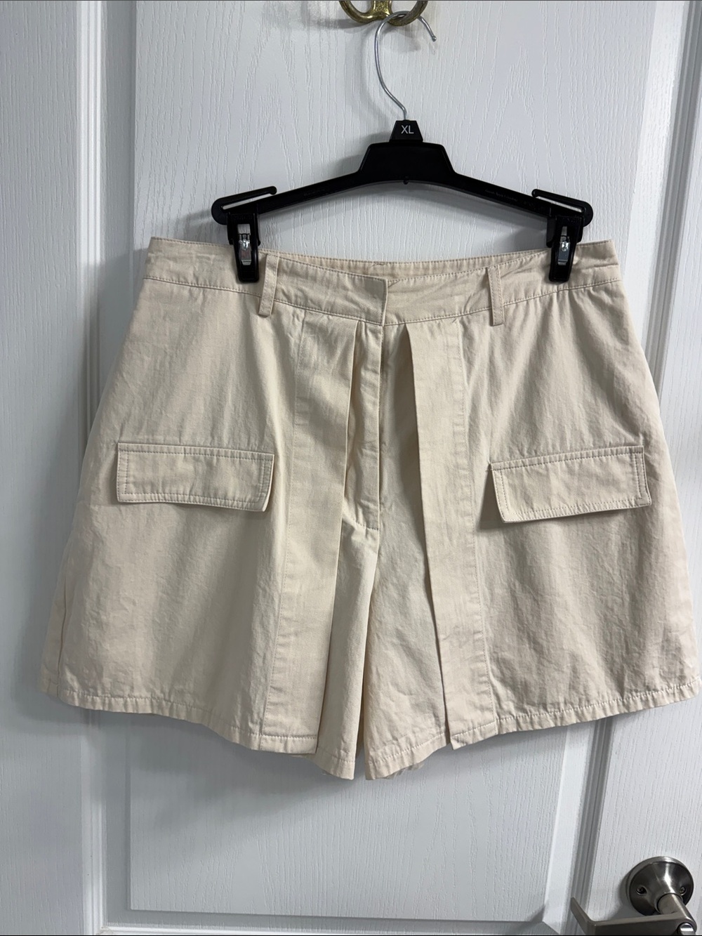 Fate Neutral Cream Faux Cargo Style Bermuda Shorts - Explorer Chic Utilitarian